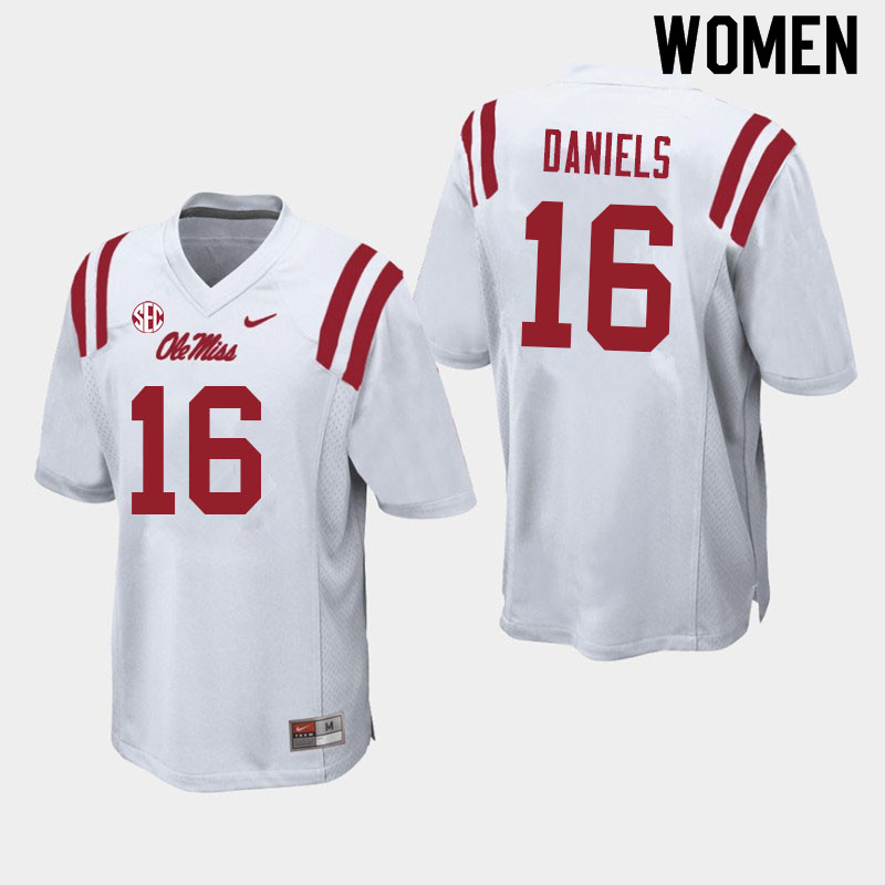 MJ Daniels Ole Miss Rebels NCAA Women's White #16 Stitched Limited College Football Jersey NEW1158RA